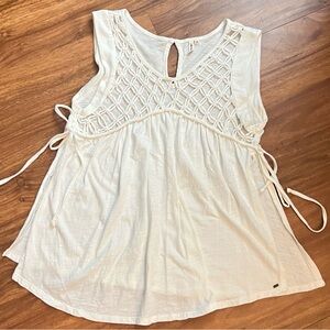 White Sleeveless Top with Crochet Detail
